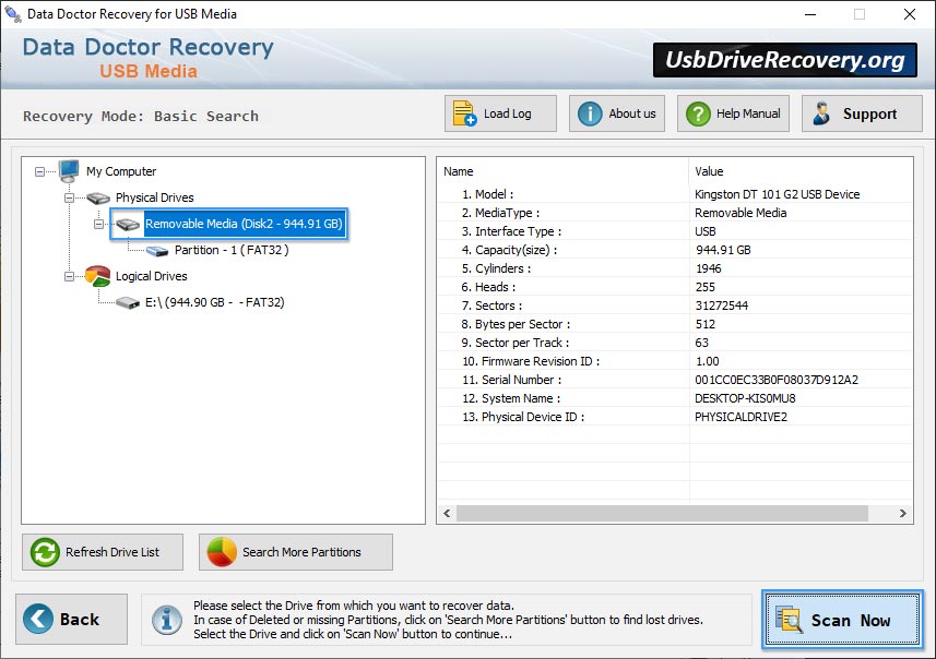 Select Disk Partition for Recovery